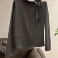 Women'S Elegant Off-Shoulder Long Sleeve T-Shirt with Bow Detail - Soft, Versatile