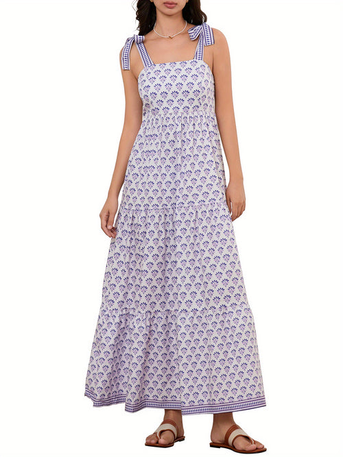 1pc Elegant Floral Applique Off-the-Shoulder Pinafore Dress for Women