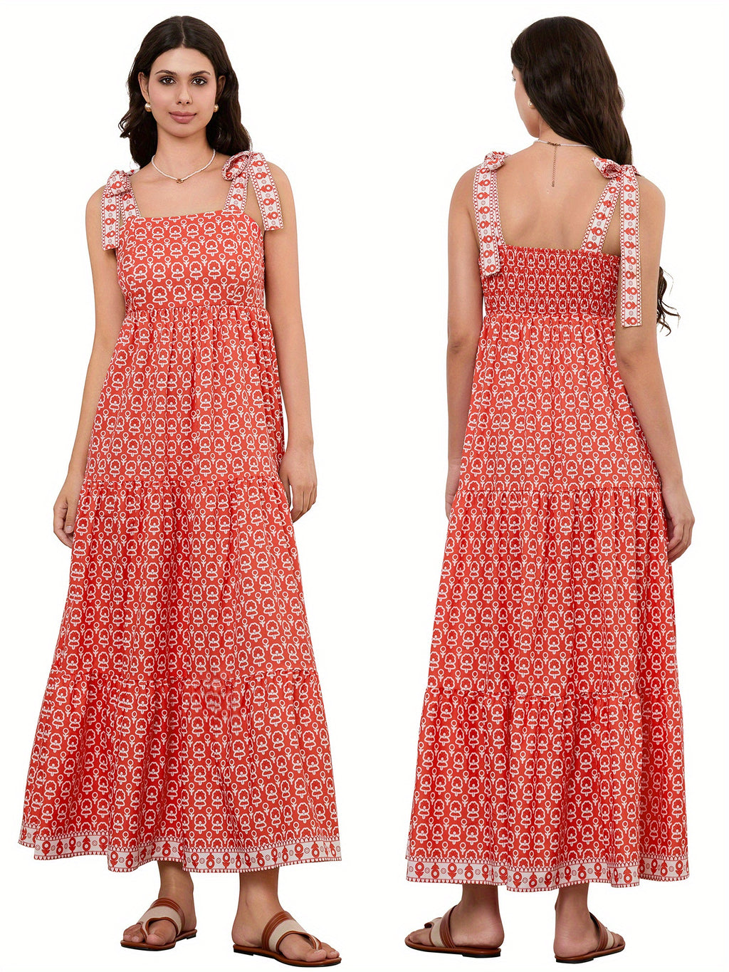 1pc Elegant Floral Applique Off-the-Shoulder Pinafore Dress for Women