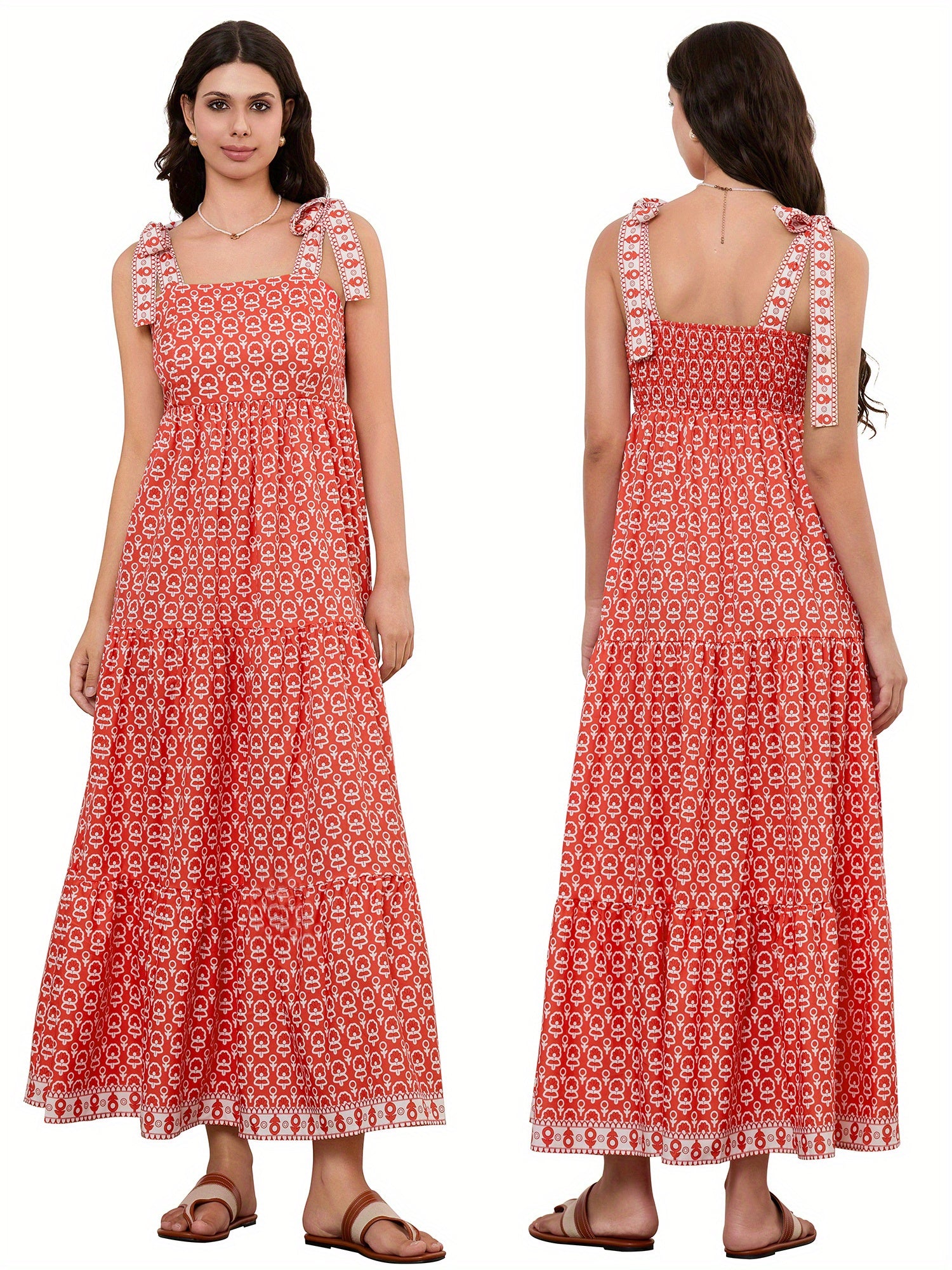 1pc Elegant Floral Applique Off-the-Shoulder Pinafore Dress for Women