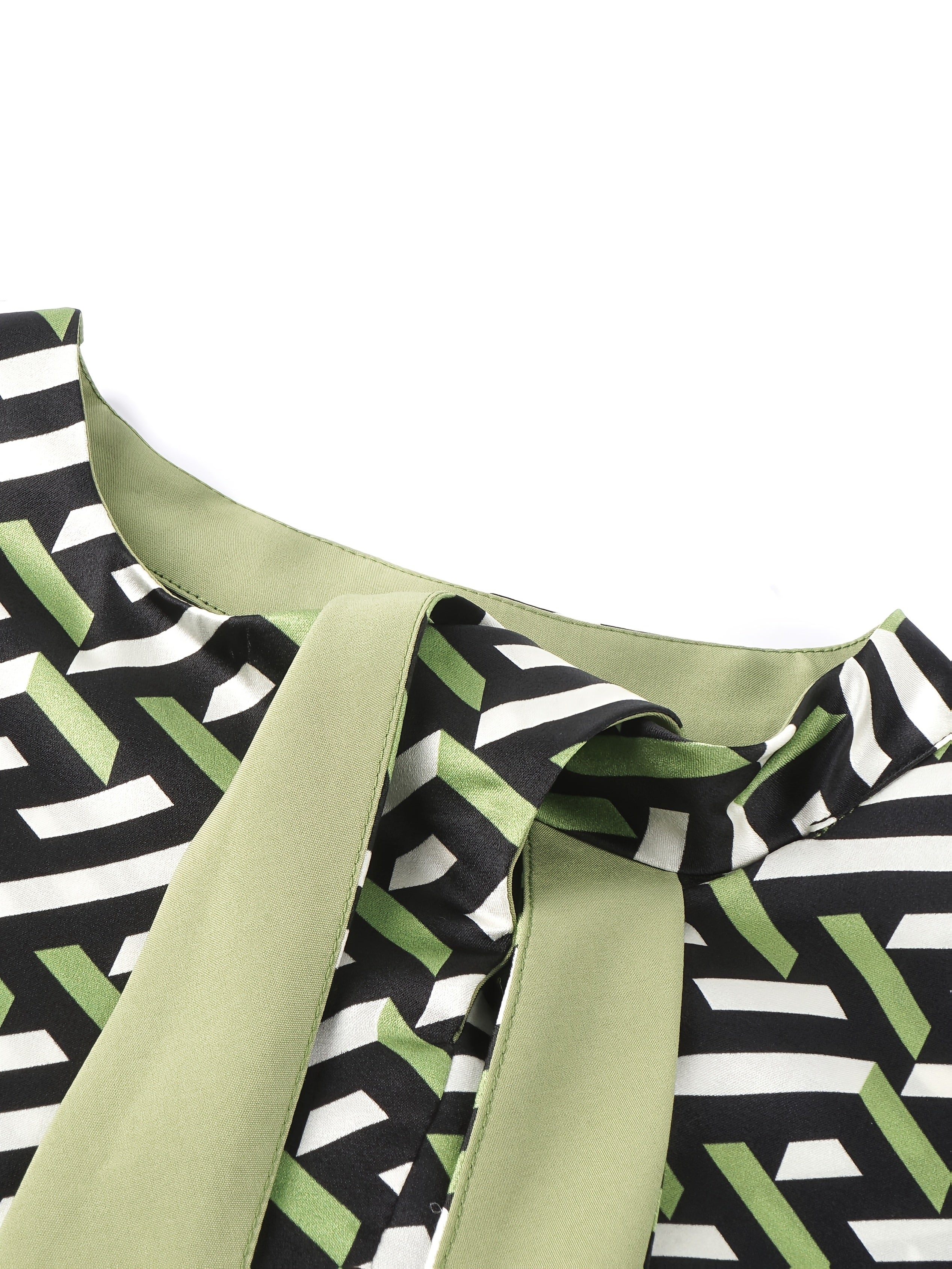 Women'S Elegant Black & Green Floral-like print - Breathable Formal & Casual Dresses