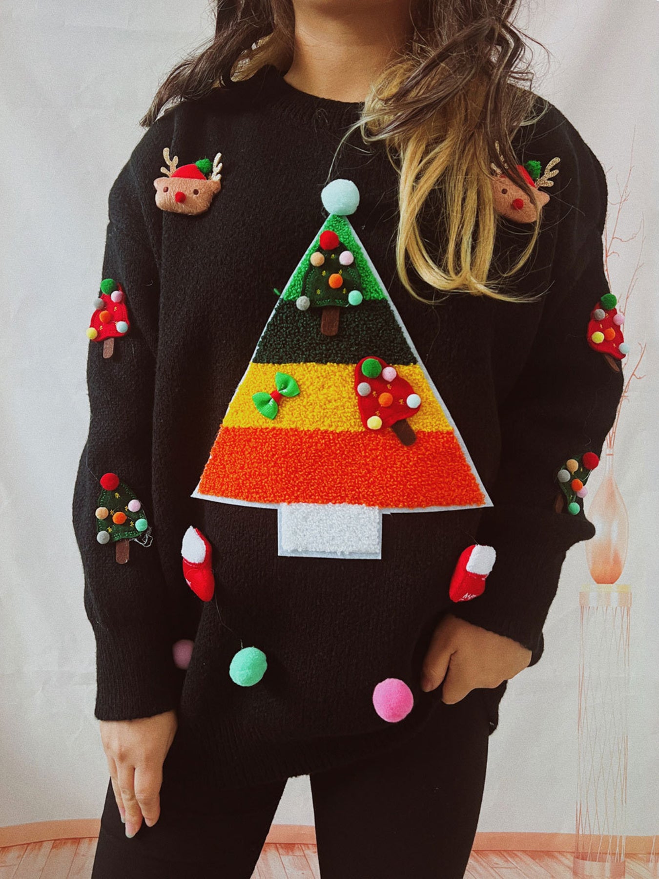 Women'S Christmas Sweater with a Round Neck, Long Sleeves, And a Relaxed Fit for Autumn And Winter