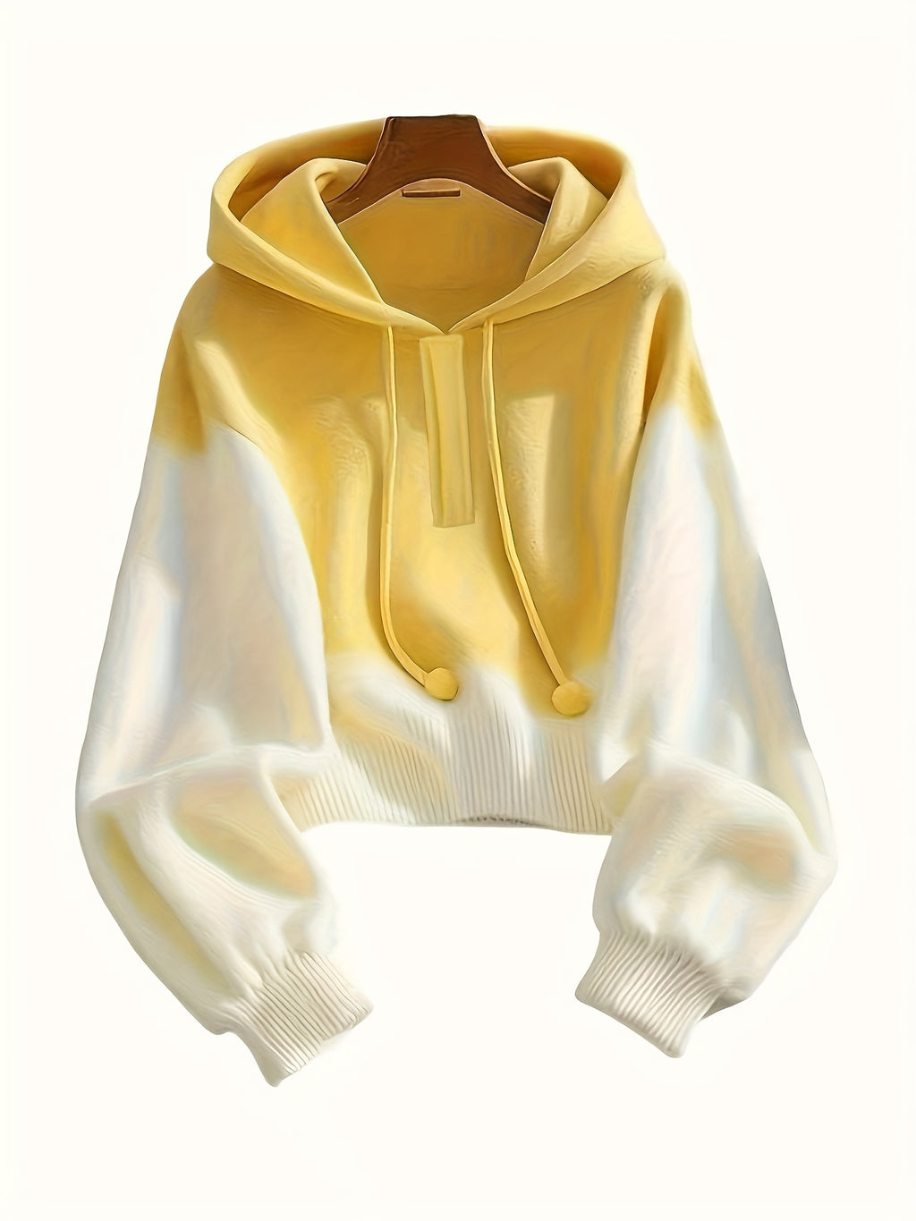 Mustard-Yellow Hooded Sweater - Elegant Winter Sweater Coat with White Collar & Button Closure