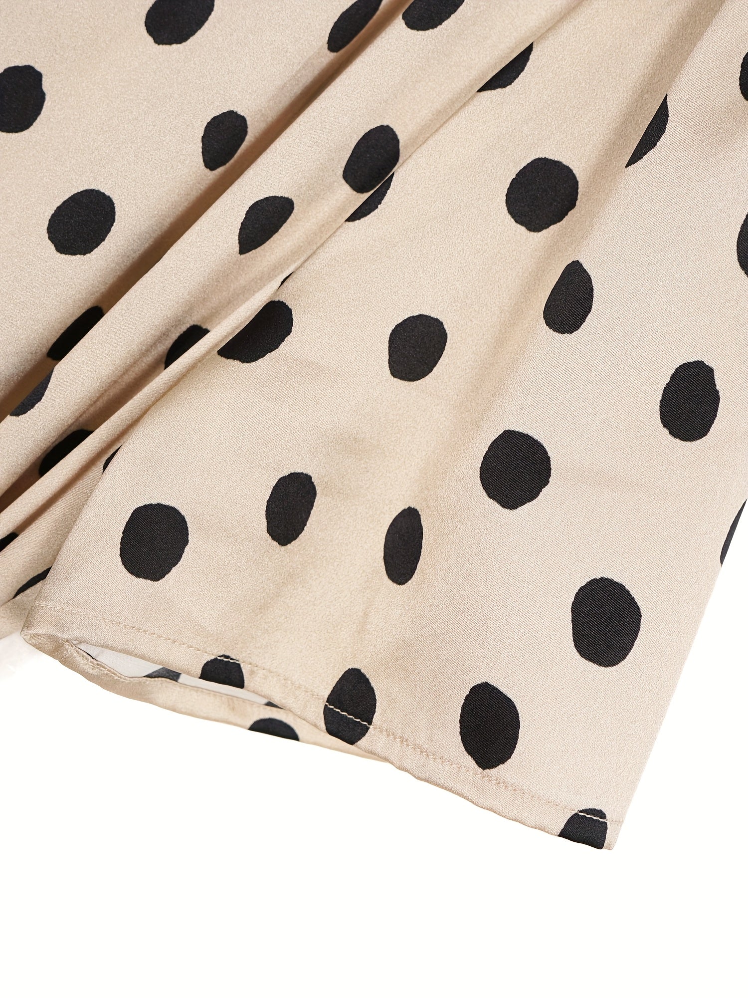 Women'S Elegant Beige & Black Polka Dot Maxi Dress - Formal & Casual Chic Outfits