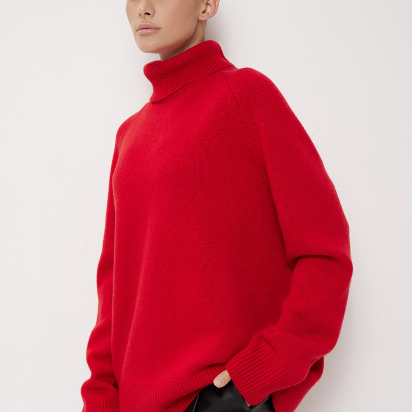 Women's Oversized Turtleneck Sweater - Y2K Plush Winter Warm Navy Blue