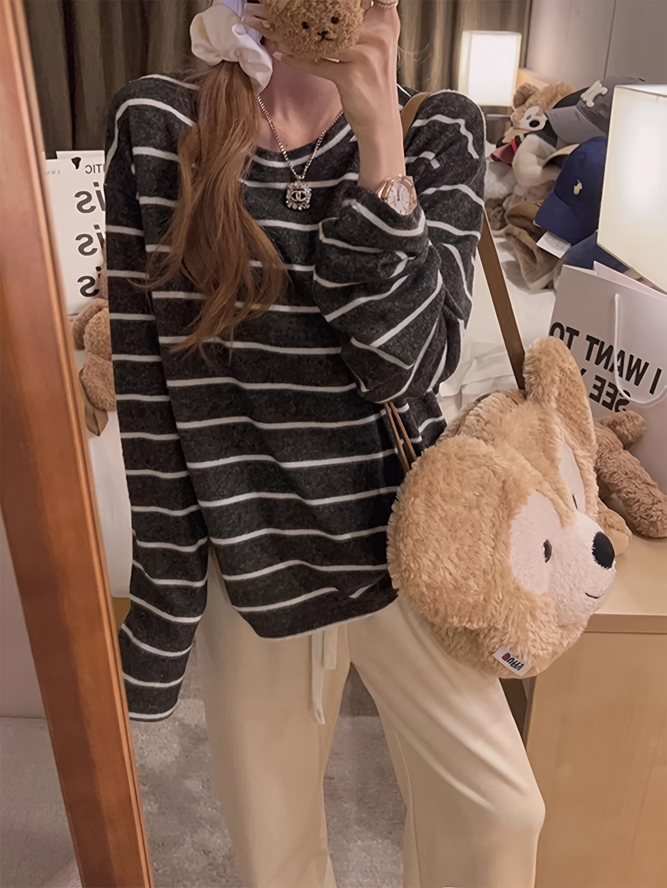 Asian Size Long Sleeve T-Shirt for Women, Lazy Style Loose Top, Fits 80-160 lbs