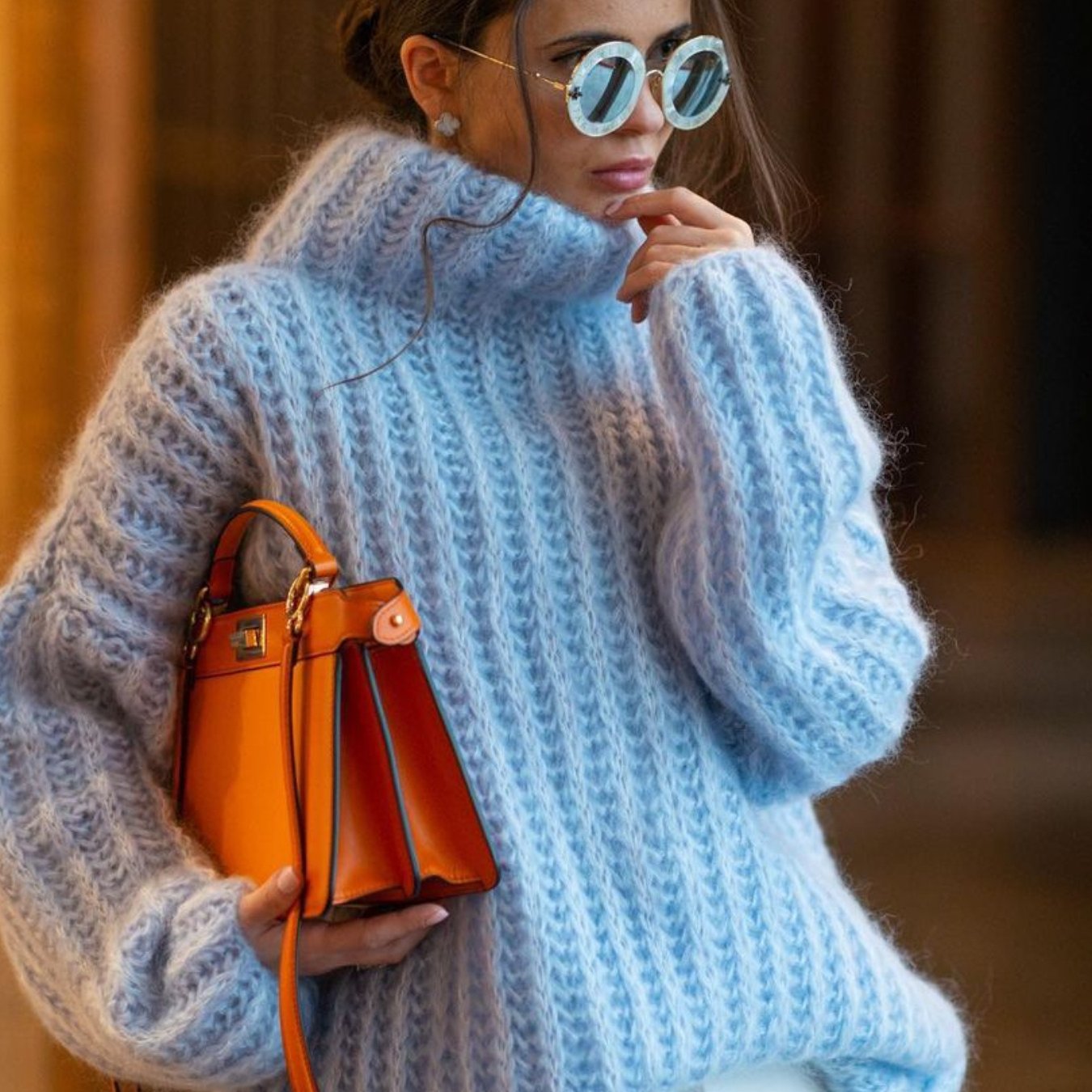 Women'S Soft Fluffy Sweater - Cozy Long Sleeve Round Neck Winter Pullover with Ruffled Hem & Sleeve Edges