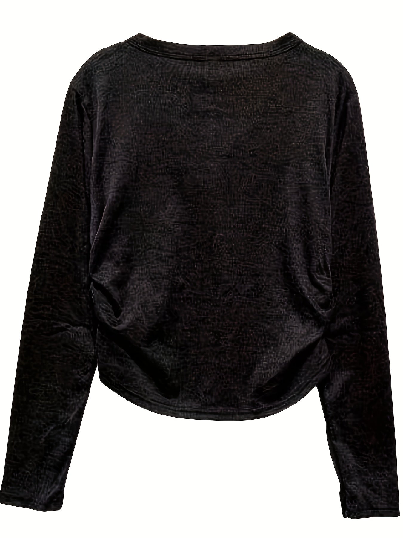 Women'S Slim-Fit Fashion V-Neck Blouse - Casual Long Sleeve Solid Color Top with Faux Layered Design