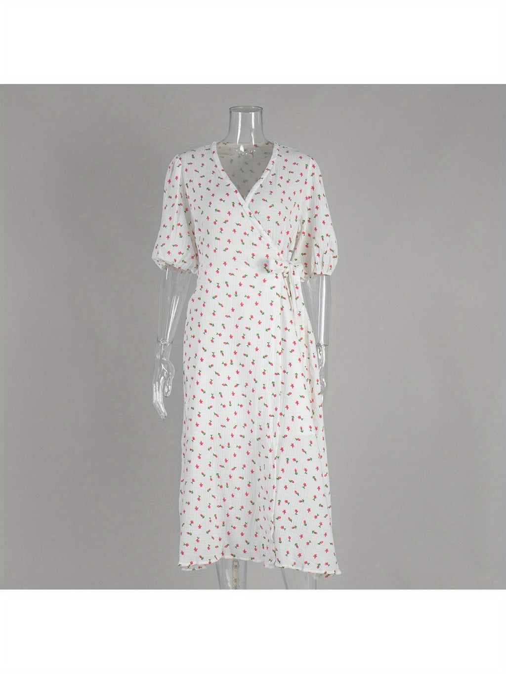 New 2025 European And American Style Pure Printed Dress for Women with Puff Sleeves