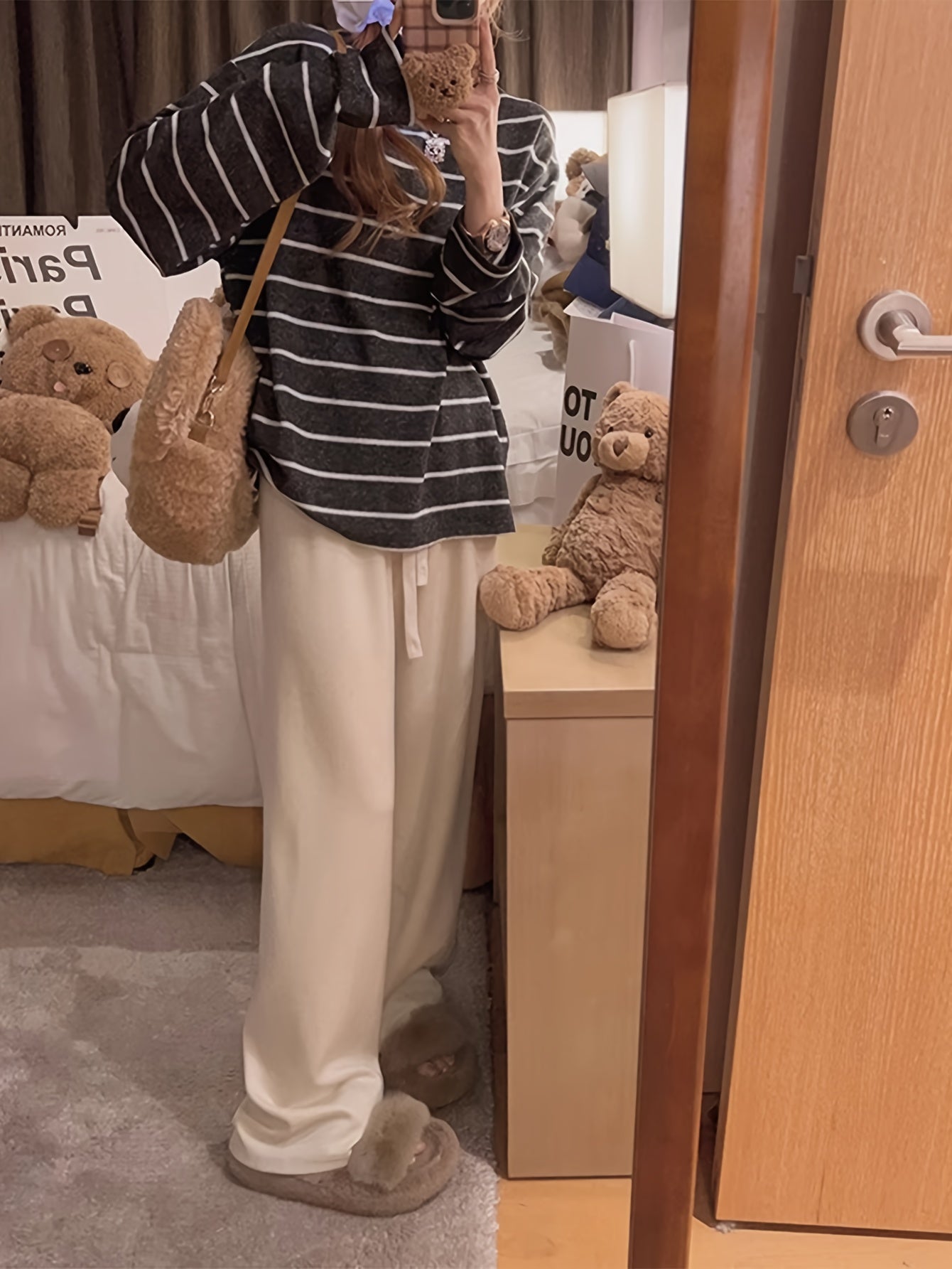 Asian Size Long Sleeve T-Shirt for Women, Lazy Style Loose Top, Fits 80-160 lbs