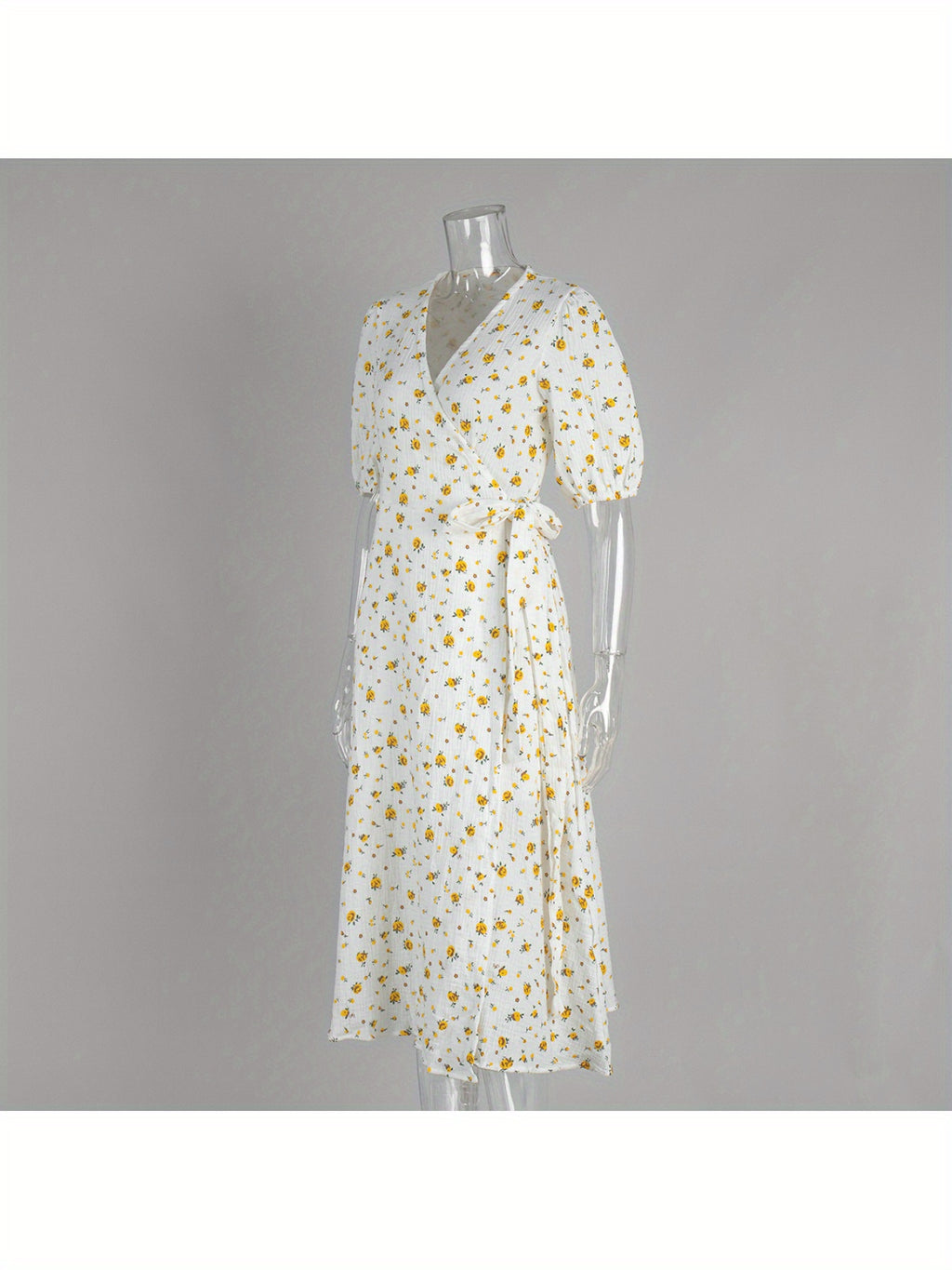 New 2025 European And American Style Pure Printed Dress for Women with Puff Sleeves