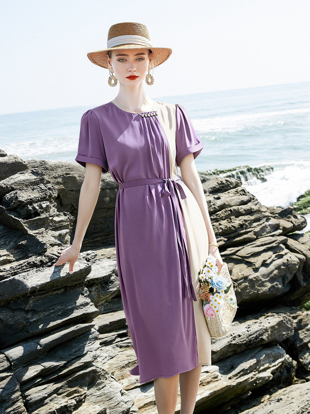 Women's Elegant Heavyweight Mulberry Silky Dress - 2025 New Design A-Line Short Sleeve -Length Formal