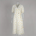 New 2025 European And American Style Pure Printed Dress for Women with Puff Sleeves