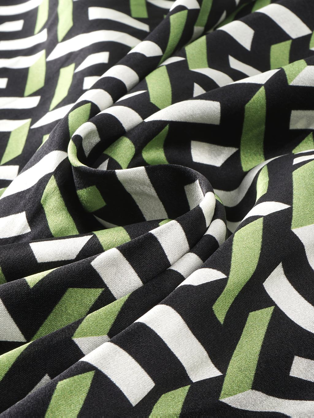 Women'S Elegant Black & Green Floral-like print - Breathable Formal & Casual Dresses