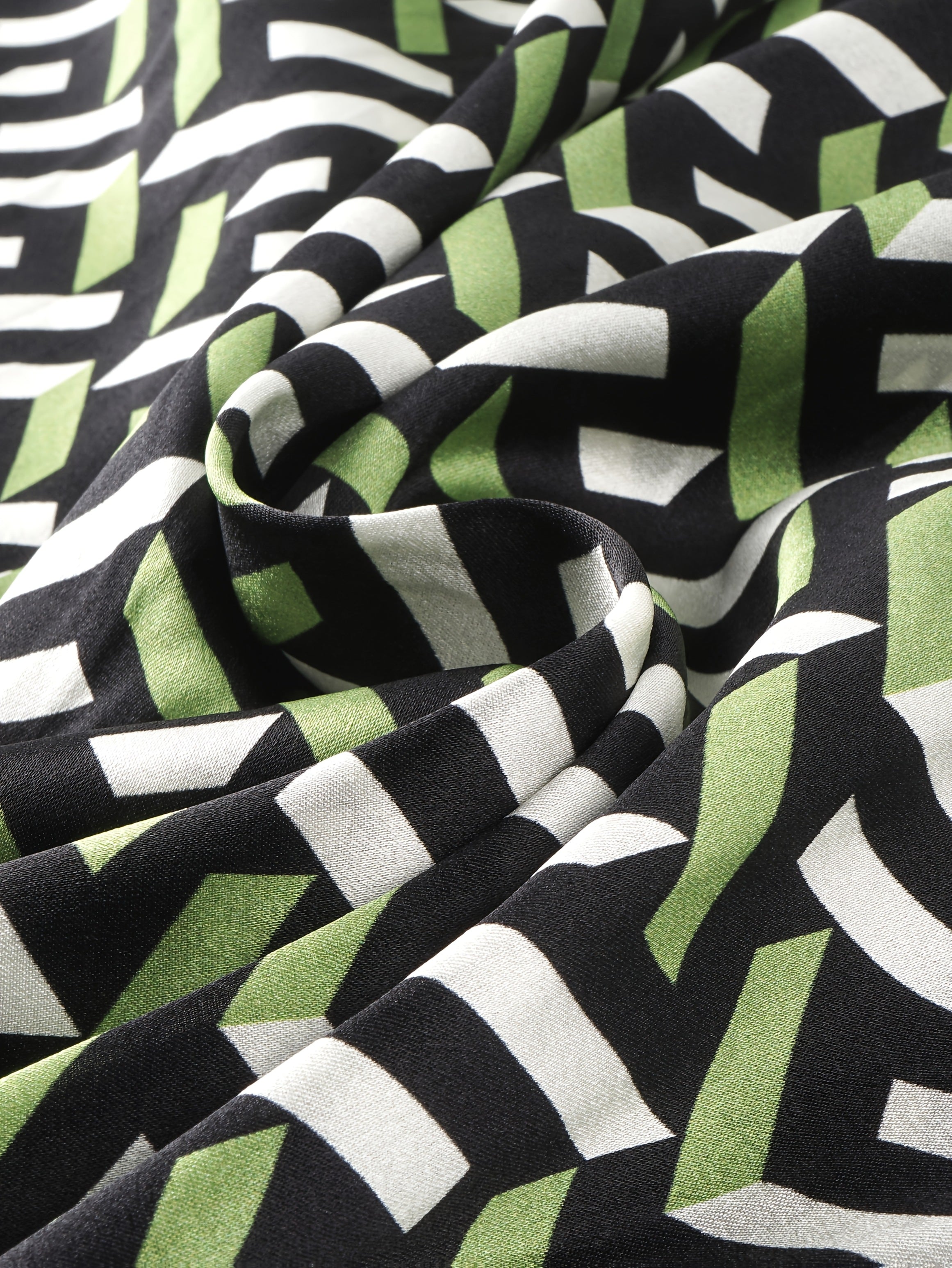 Women'S Elegant Black & Green Floral-like print - Breathable Formal & Casual Dresses