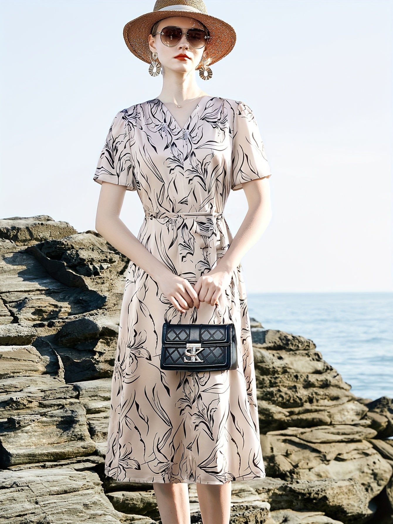 Women'S Elegant Floral Print maxi Dress - Flowy Formal & Casual Evening Gown