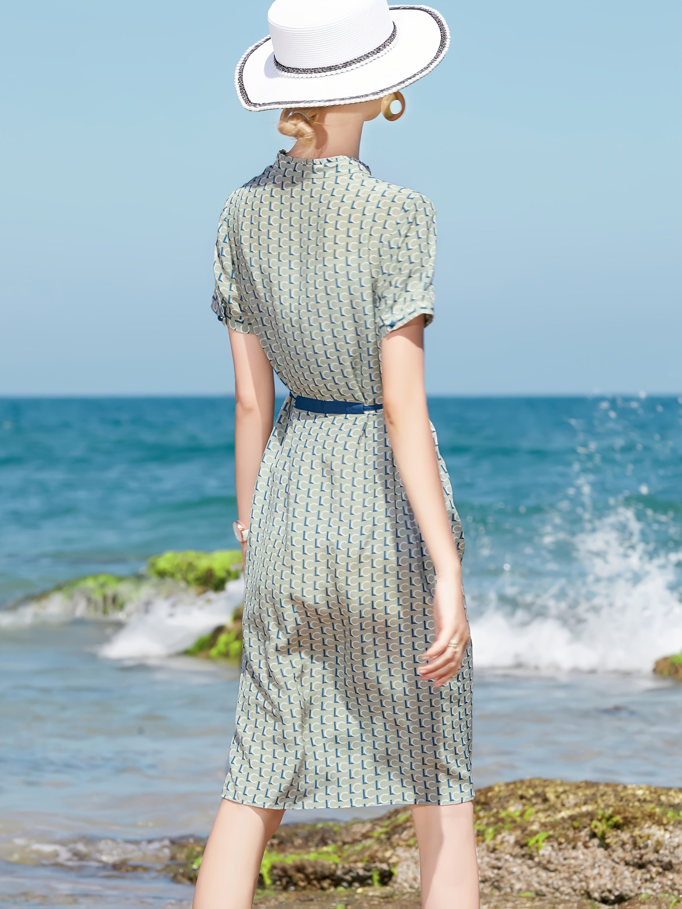 Women'S Elegant Summer Dress - Lightweight Breathable Formal & Casual Outfit with Adjustable Waist Tie