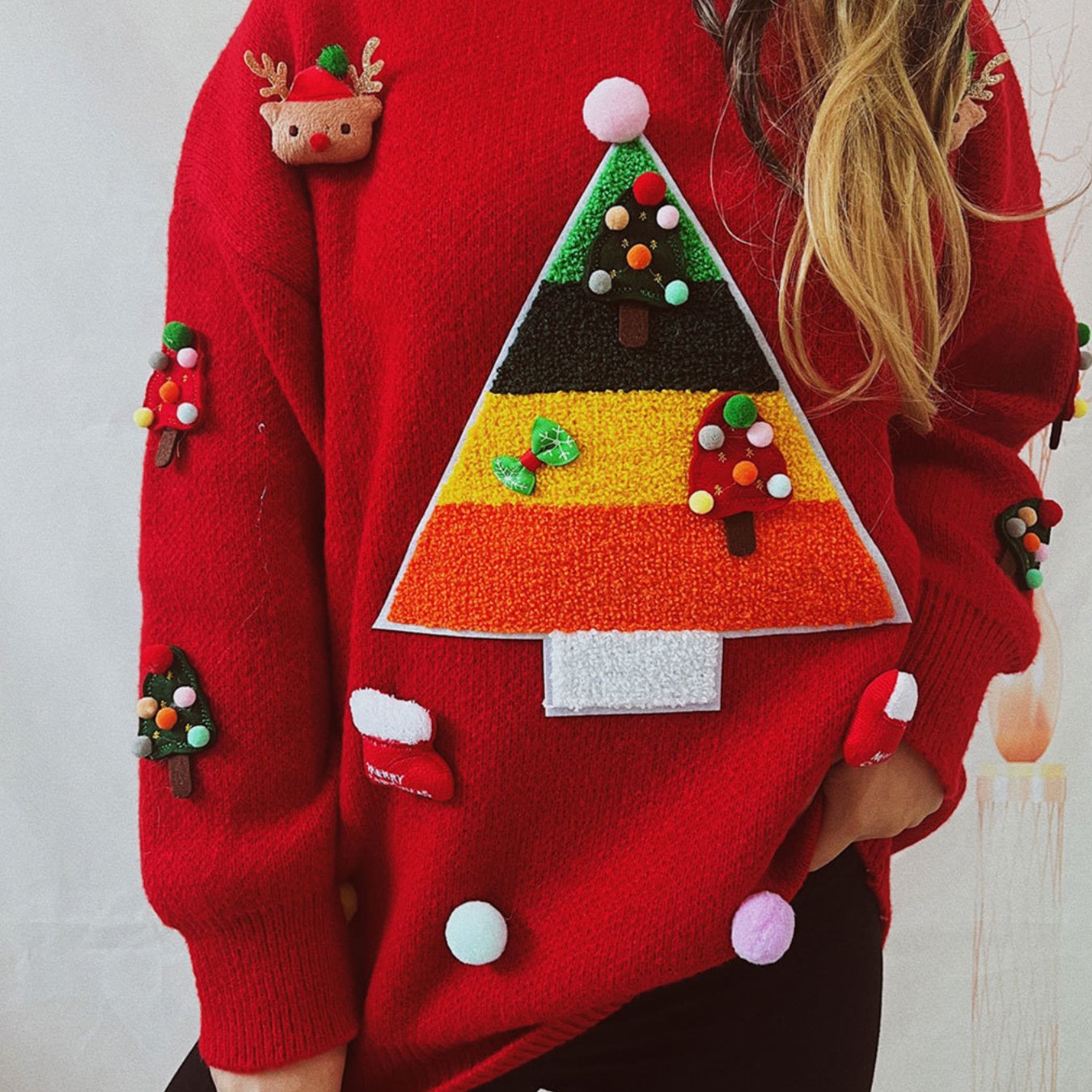 Women'S Christmas Sweater with a Round Neck, Long Sleeves, And a Relaxed Fit for Autumn And Winter