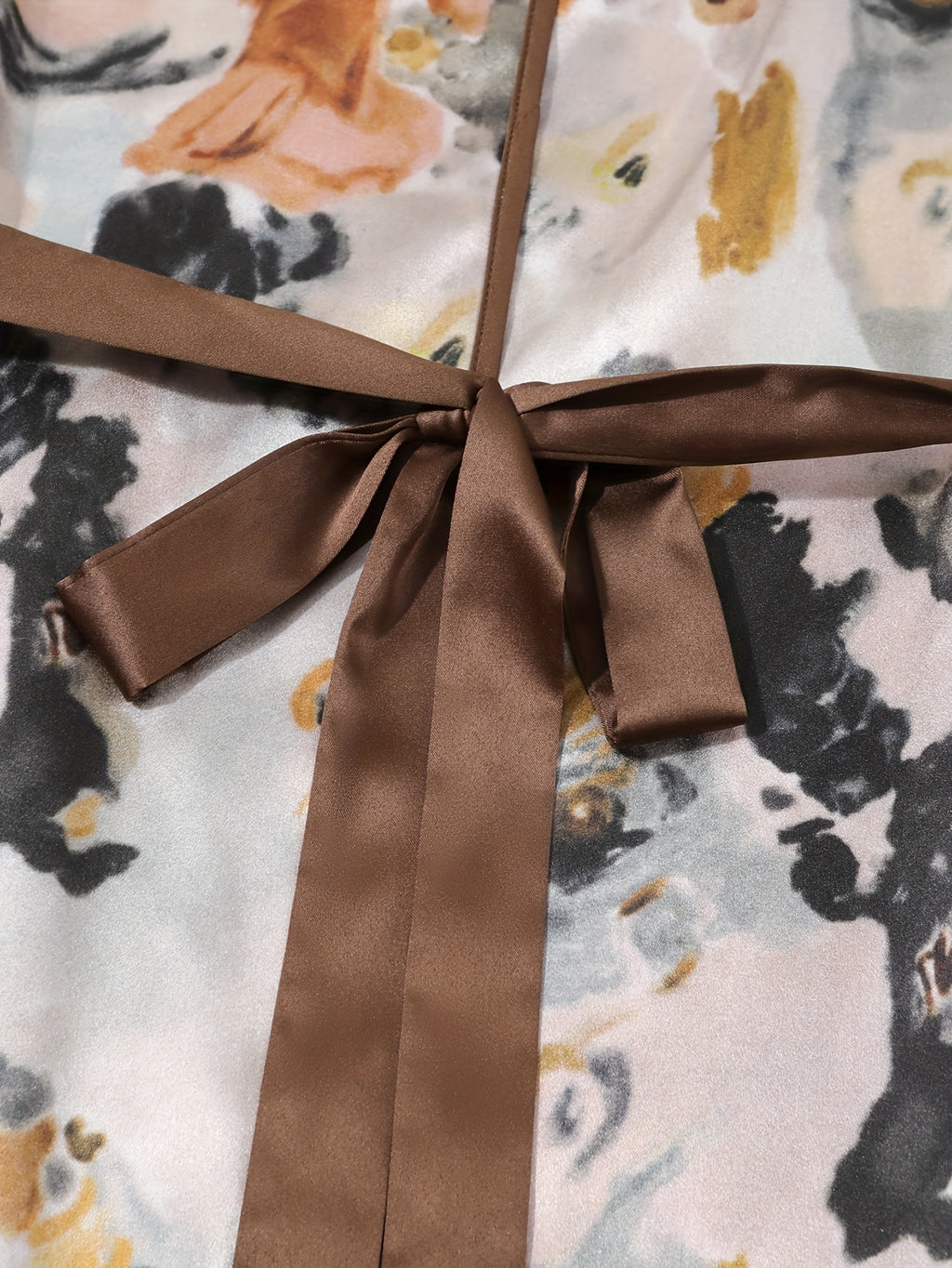 2025 New Summer Dress for Women - Heavyweight Mulberry Silky Long Sleeve V-Neck with Belted Waist & Floral Print