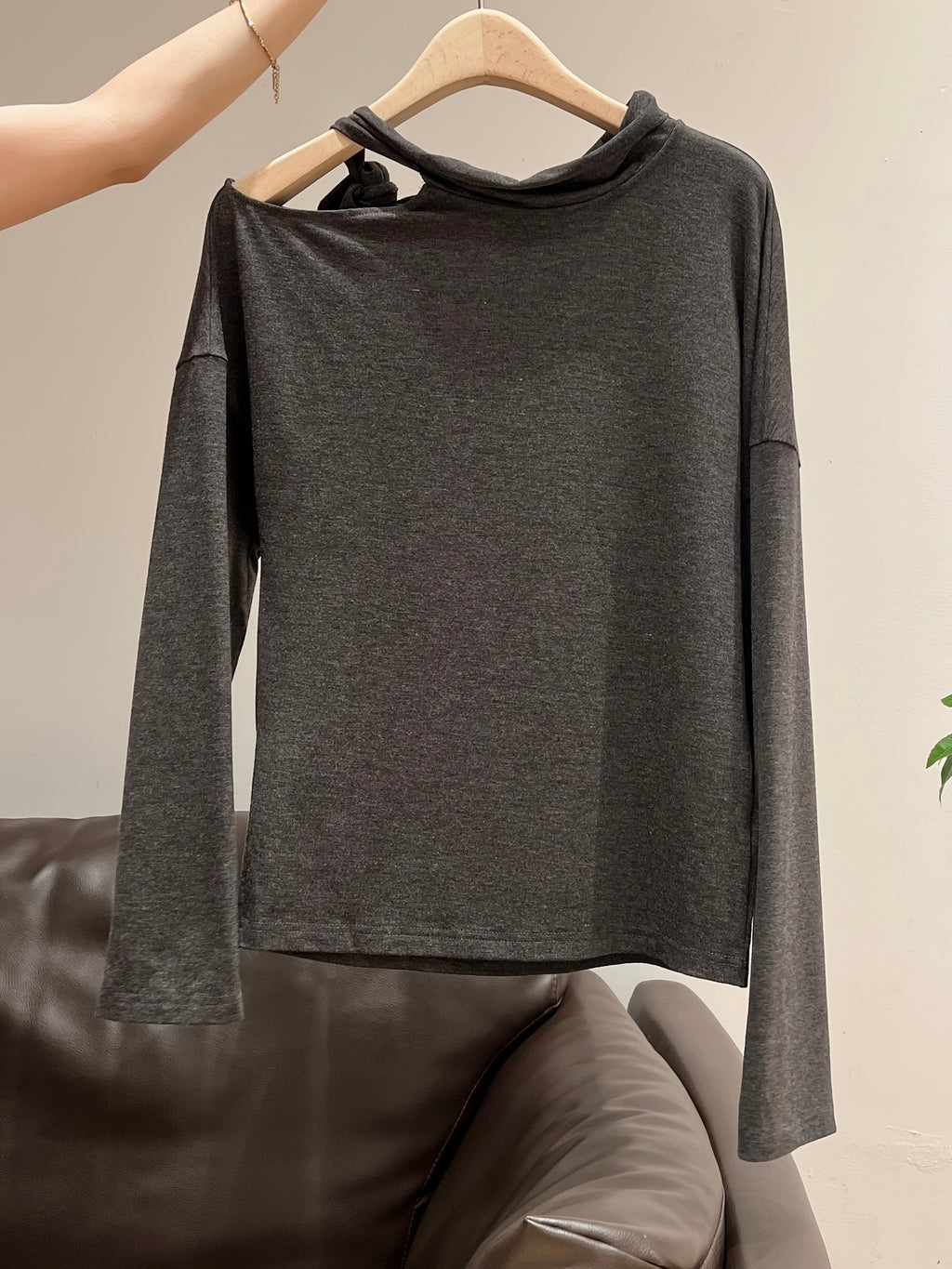 Women'S Elegant Off-Shoulder Long Sleeve T-Shirt with Bow Detail - Soft, Versatile