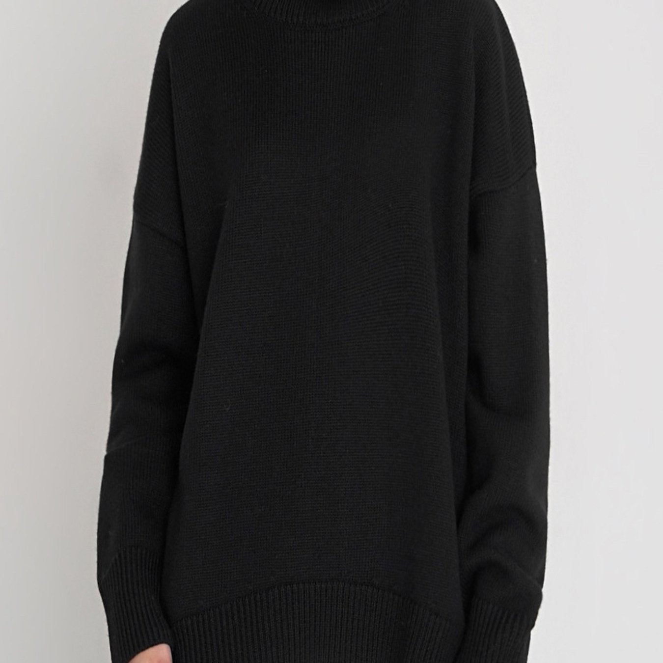 Women'S Elegant Turtleneck Sweater - Soft Loose-Fit Long Sleeve Winter Sweater with Ribbed Collar & Cuff