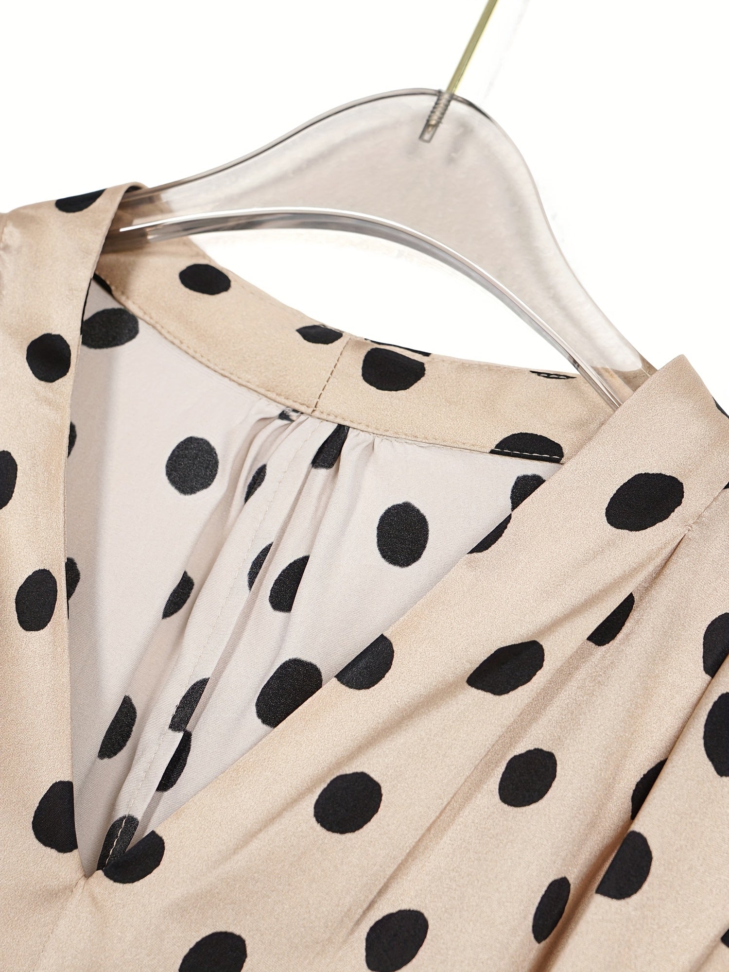 Women'S Elegant Beige & Black Polka Dot Maxi Dress - Formal & Casual Chic Outfits