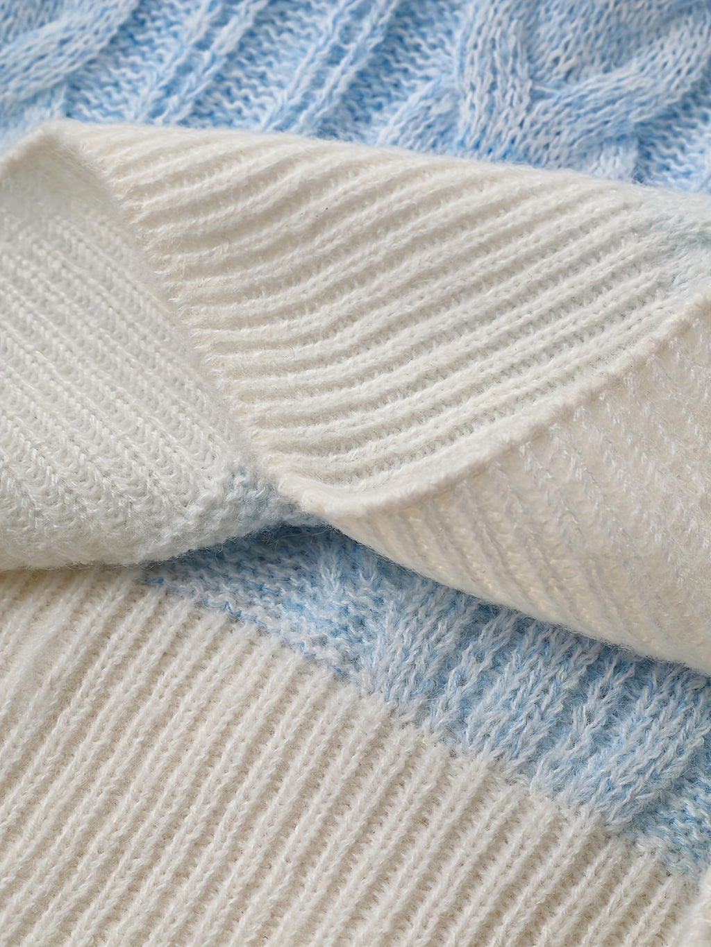 New Thickened Twisted Long Sleeve Sweater for Women in Lazy Style Blue Top