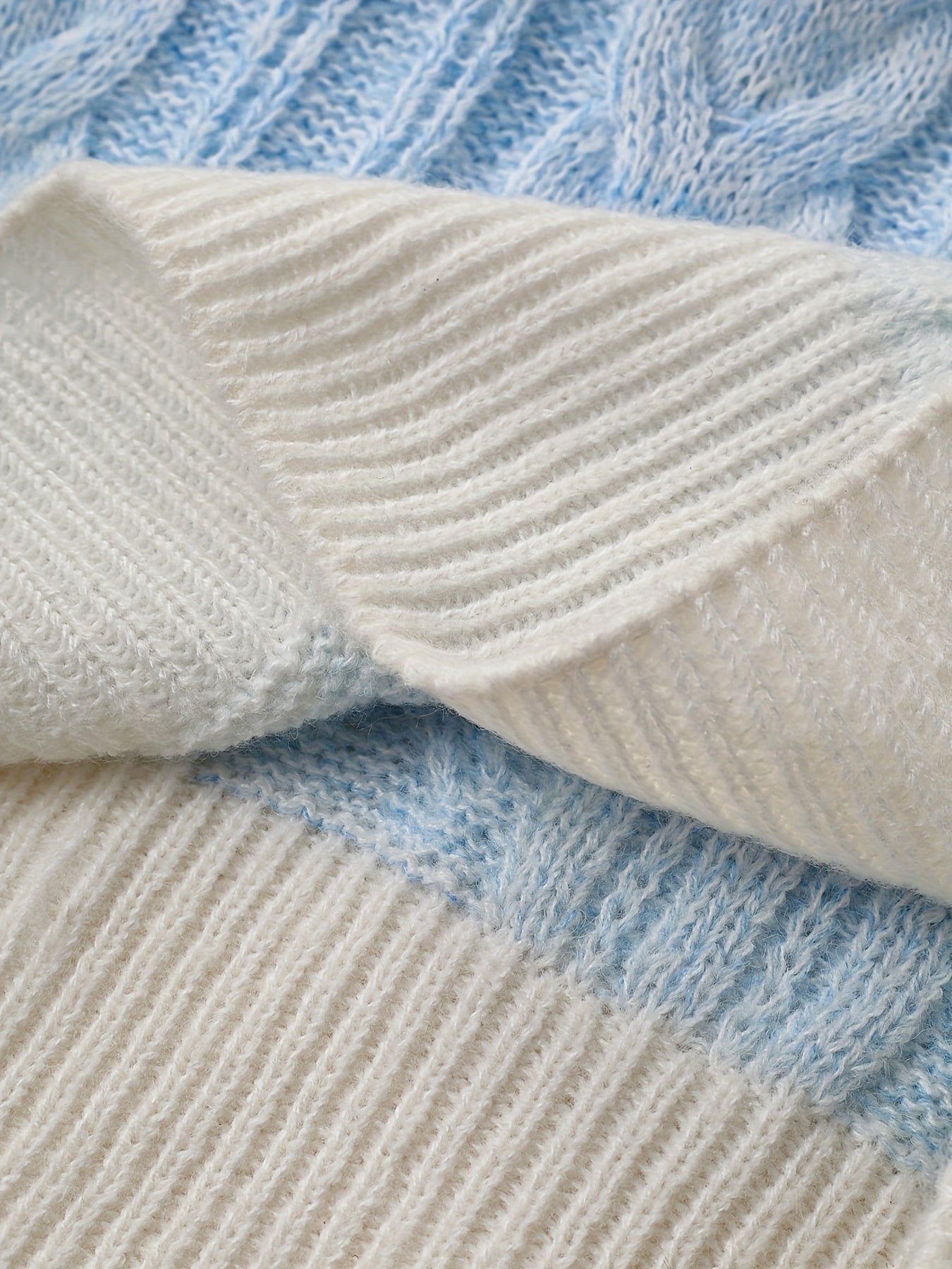 New Thickened Twisted Long Sleeve Sweater for Women in Lazy Style Blue Top