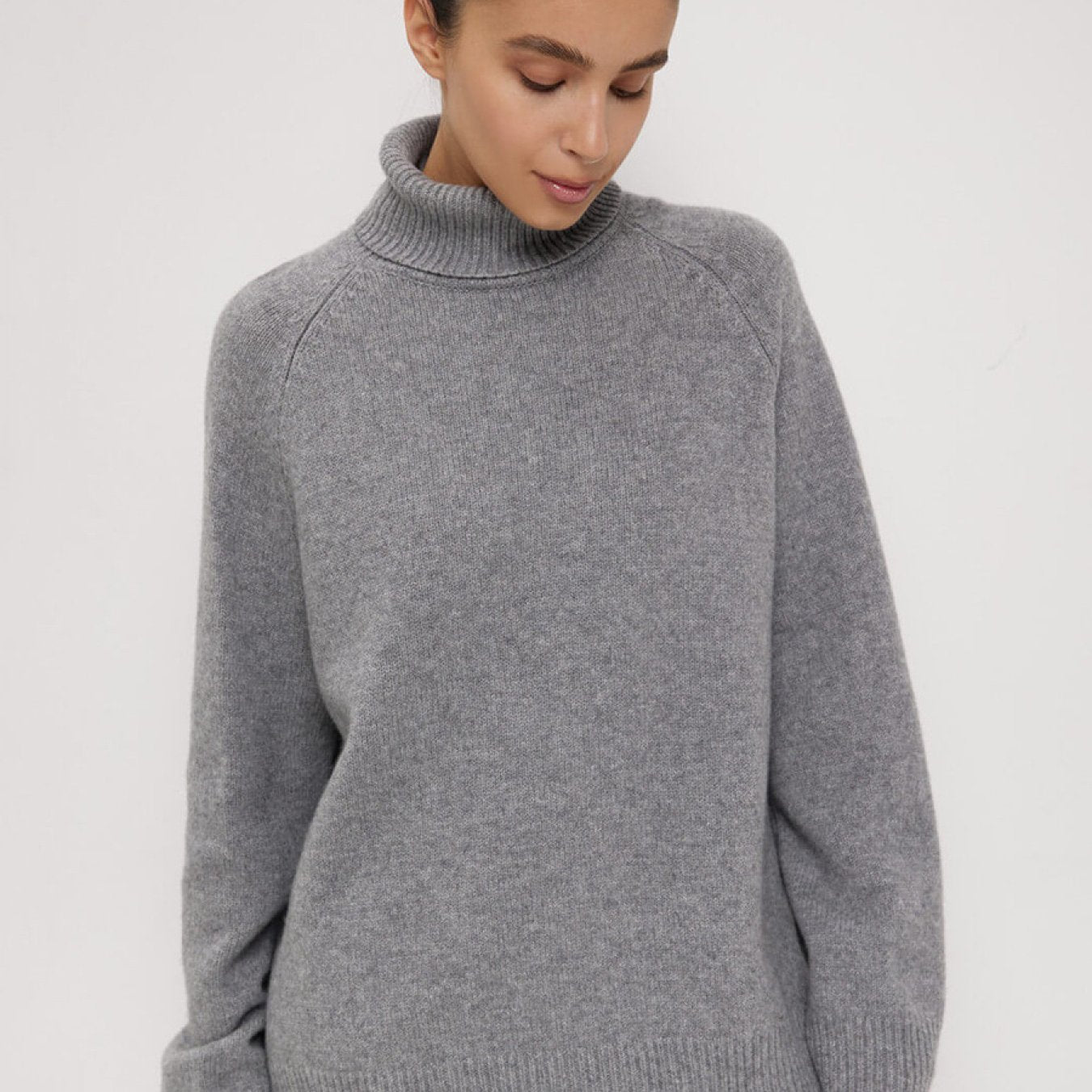 Women's Oversized Turtleneck Sweater - Y2K Plush Winter Warm Navy Blue