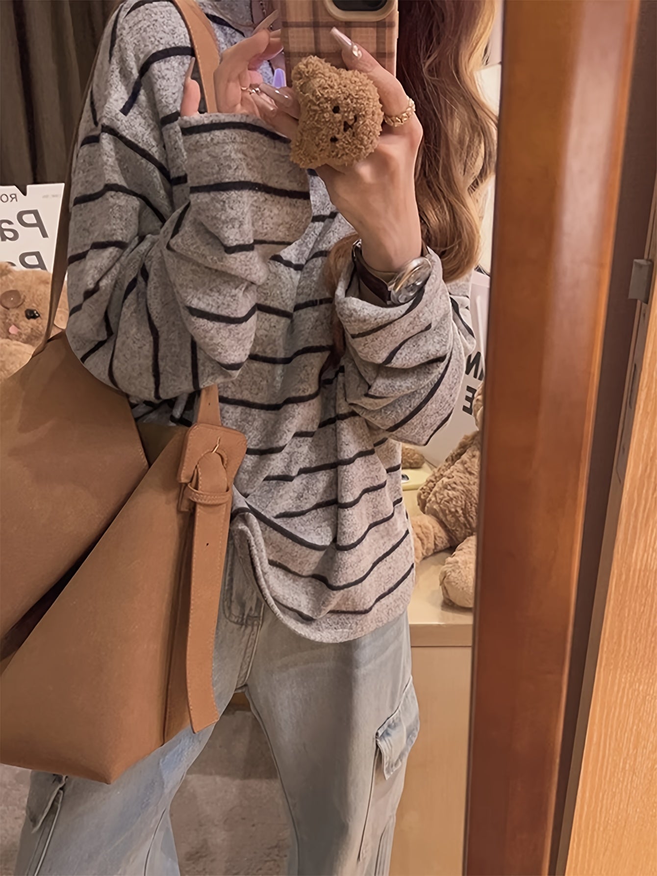 Asian Size Long Sleeve T-Shirt for Women, Lazy Style Loose Top, Fits 80-160 lbs