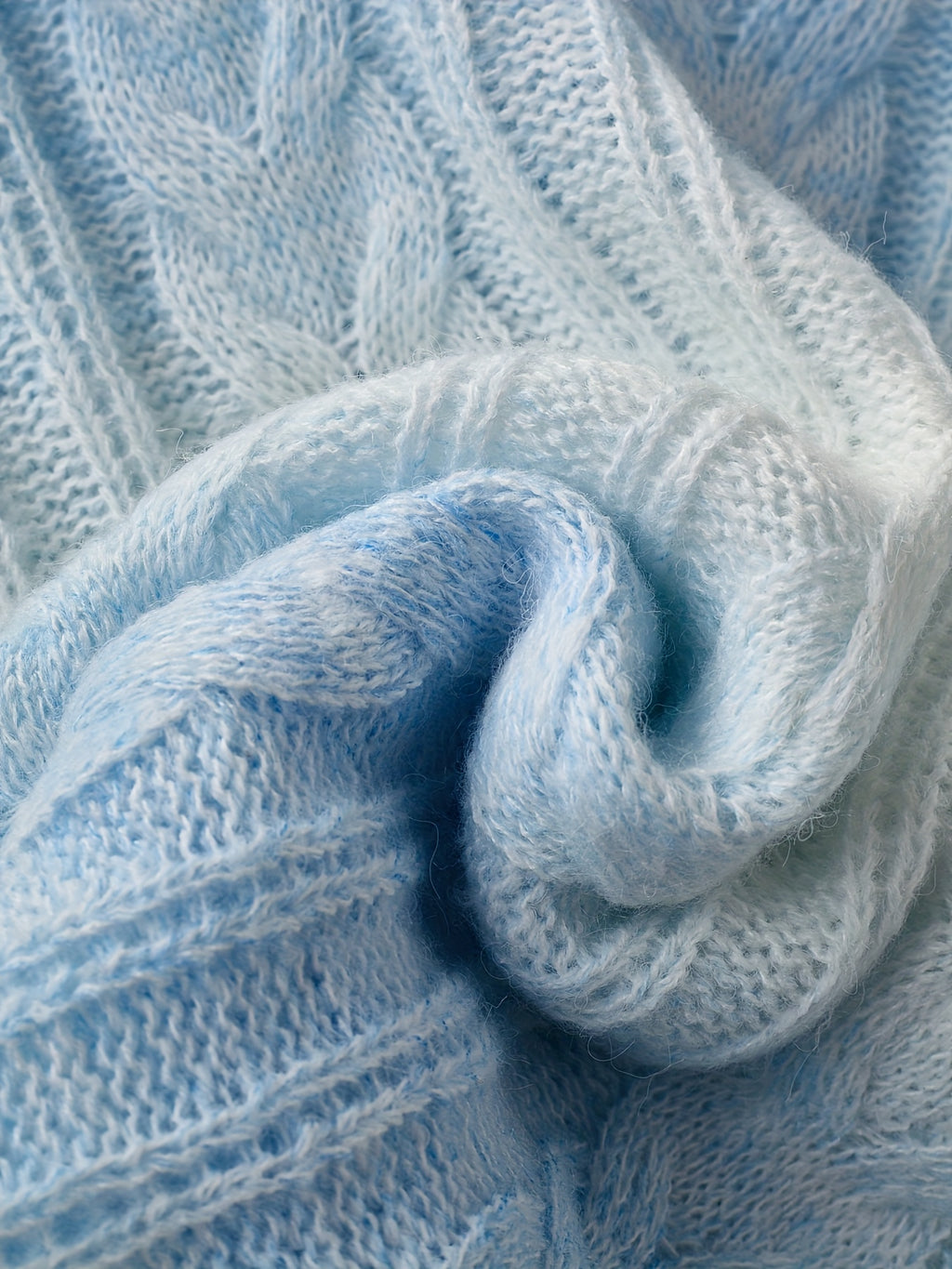 New Thickened Twisted Long Sleeve Sweater for Women in Lazy Style Blue Top