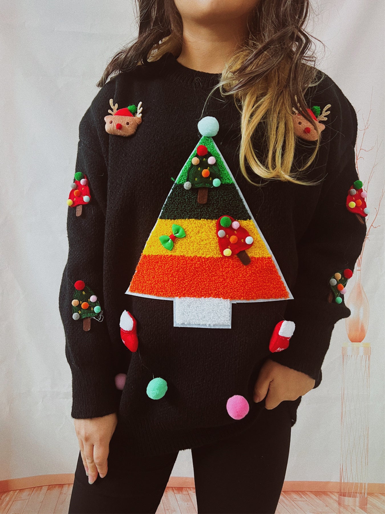 Women'S Christmas Sweater with a Round Neck, Long Sleeves, And a Relaxed Fit for Autumn And Winter
