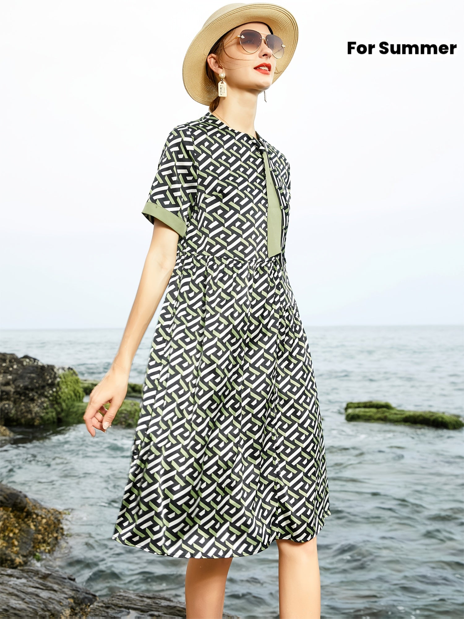 Summer Silk Dresses for Middle-Aged Mothers, Featuring a Noble And Breathable Design, Perfect for Daily Gatherings