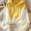 Mustard-Yellow Hooded Sweater - Elegant Winter Sweater Coat with White Collar & Button Closure