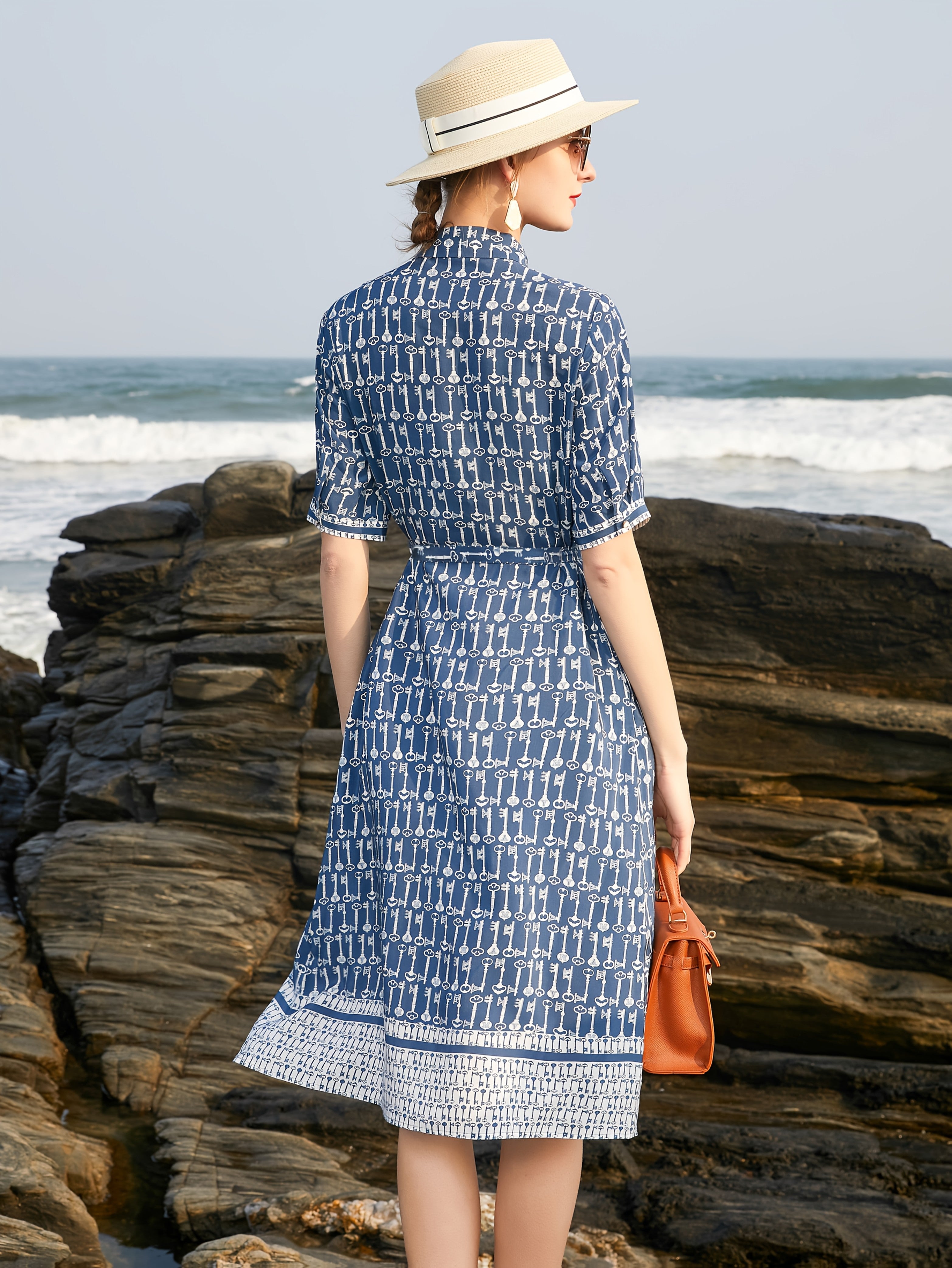 Women's Elegant Navy Blue Floral print - Formal & Casual Chic Dresses for Everyday