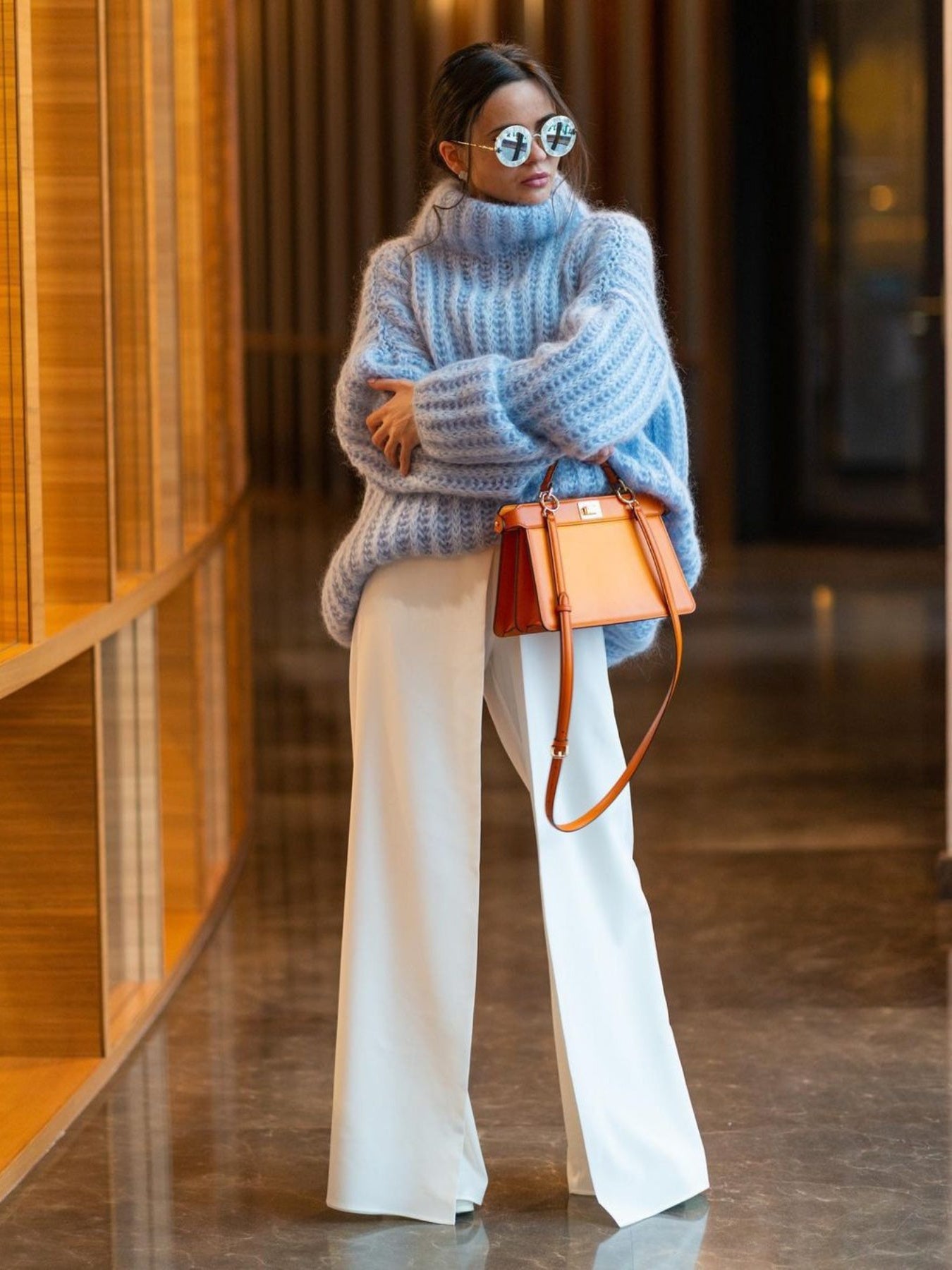 Women'S Soft Fluffy Sweater - Cozy Long Sleeve Round Neck Winter Pullover with Ruffled Hem & Sleeve Edges