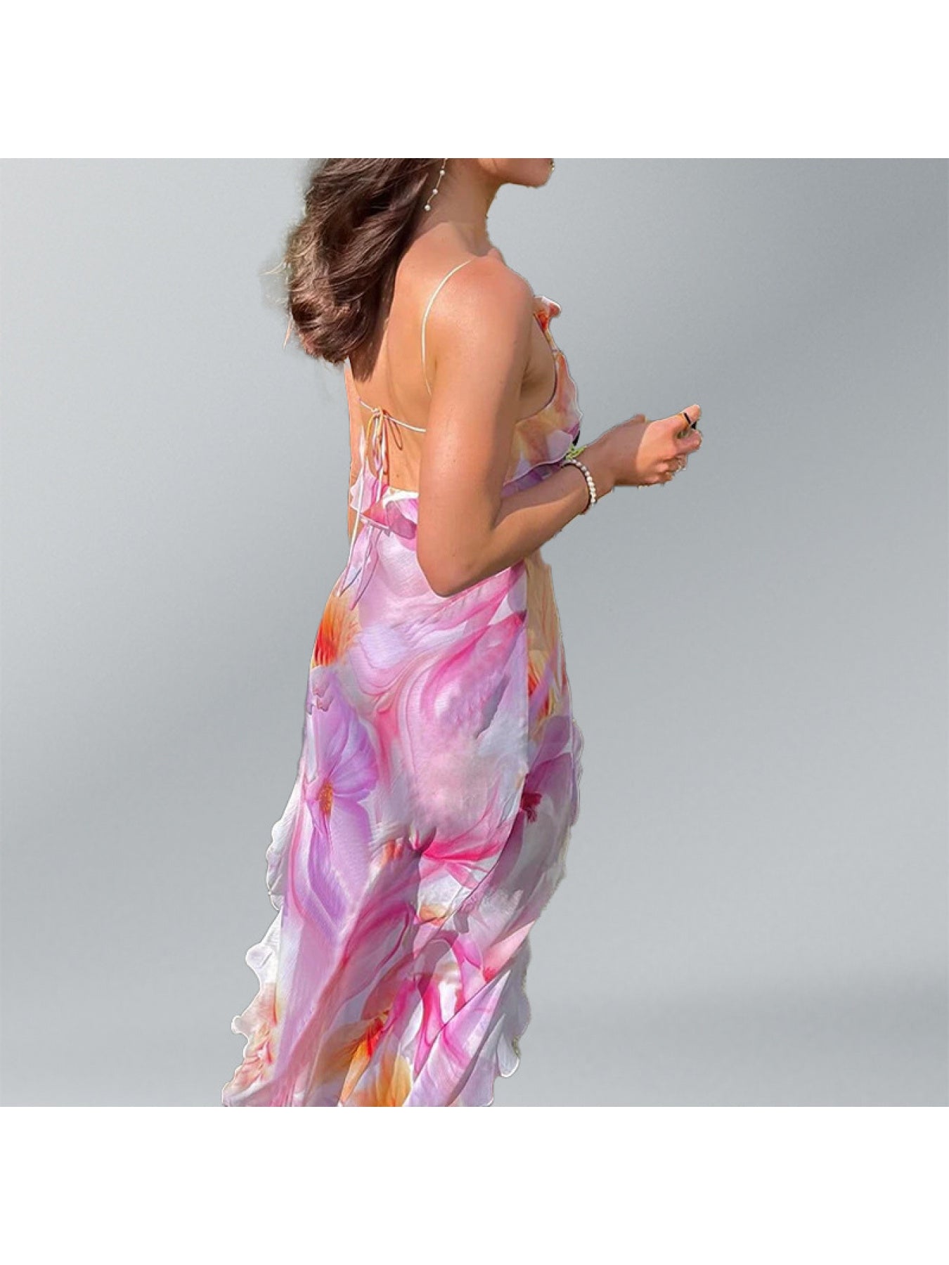 Women's French Elegant Floral beach dress - Sleeveless Formal & casual event gown