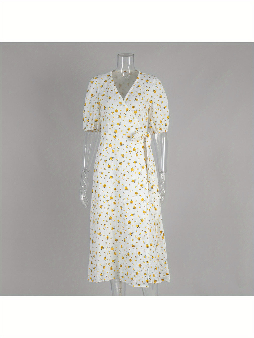 New 2025 European And American Style Pure Printed Dress for Women with Puff Sleeves